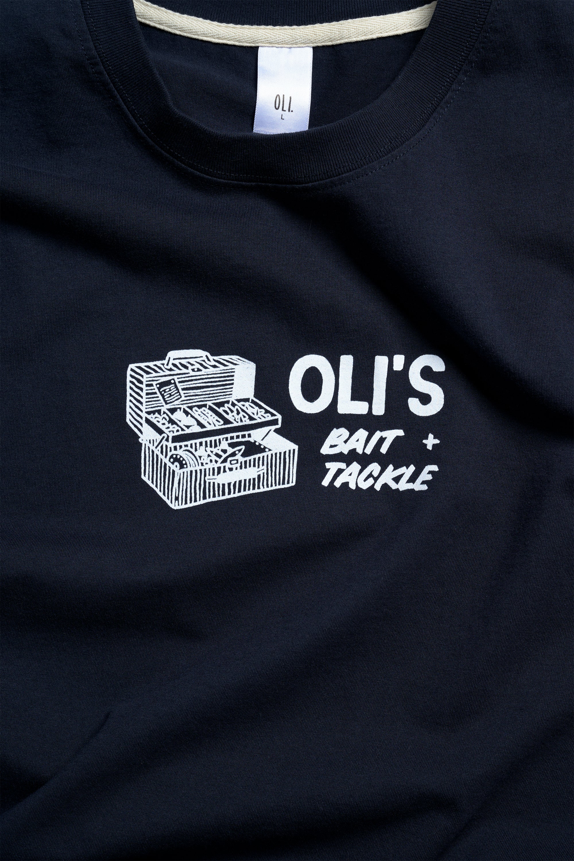 Bait & Tackle Back Print T - Navy - Image 4
