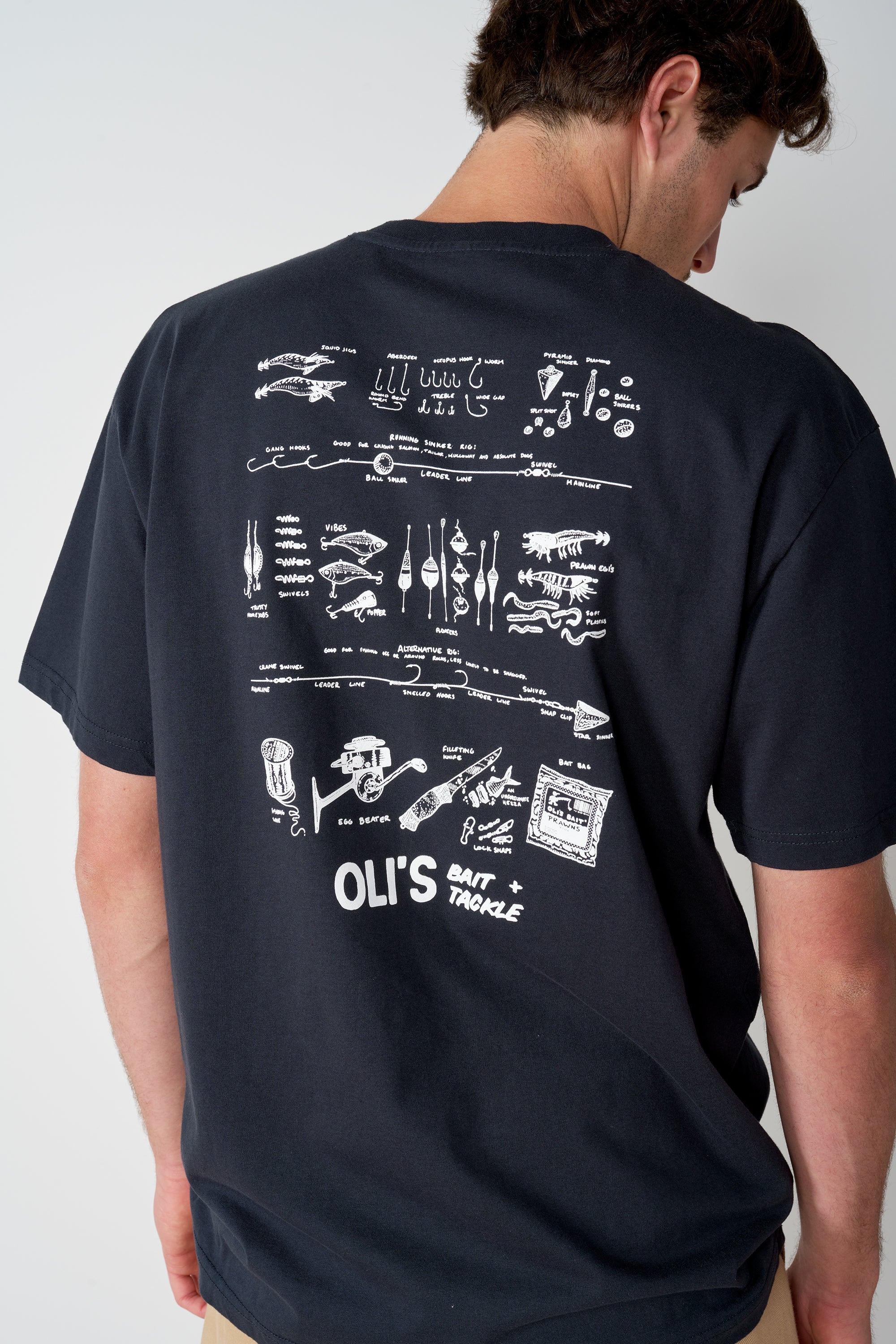 Bait & Tackle Back Print T - Navy - Image 6