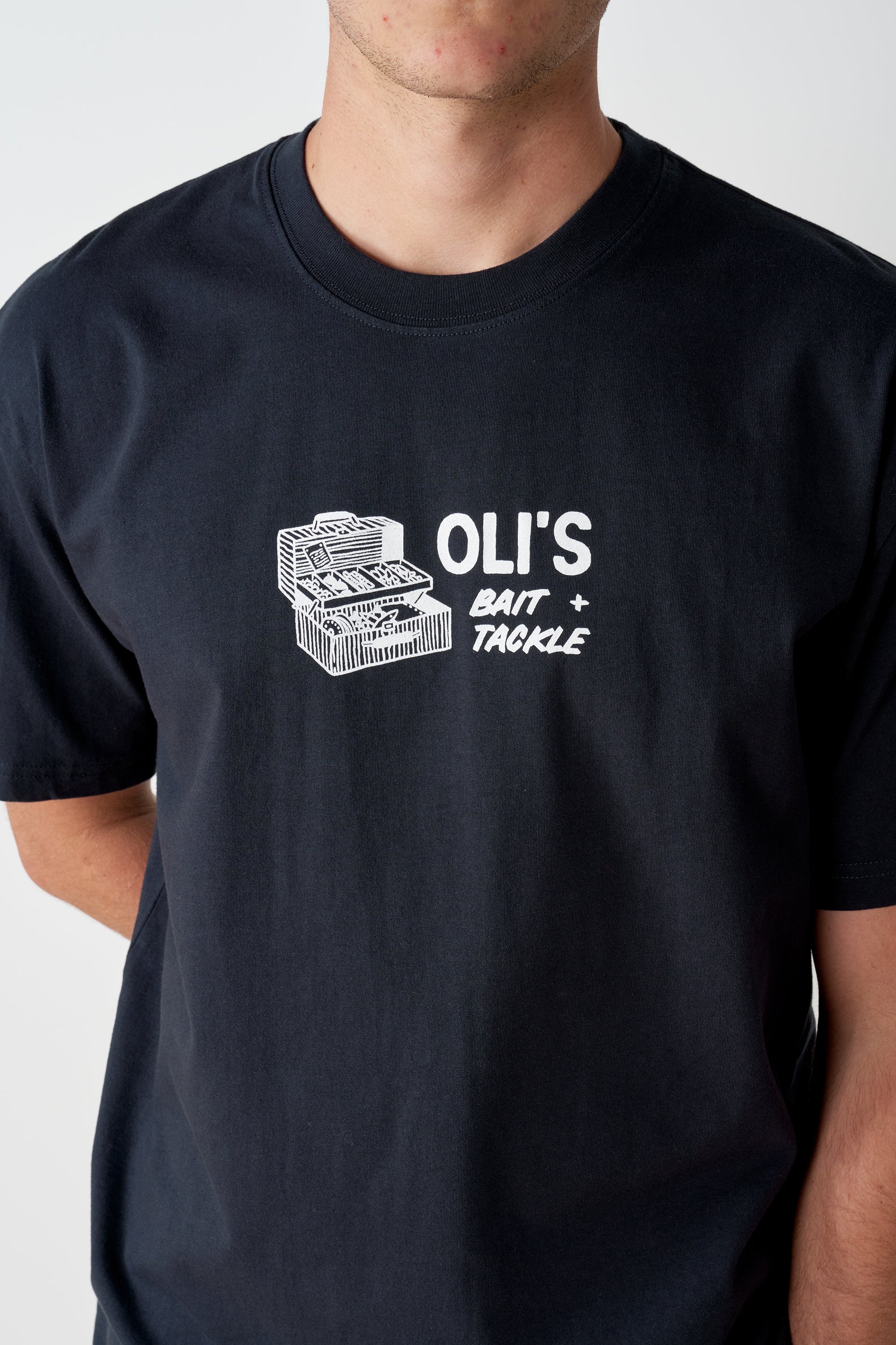 Bait & Tackle Back Print T - Navy - Image 7