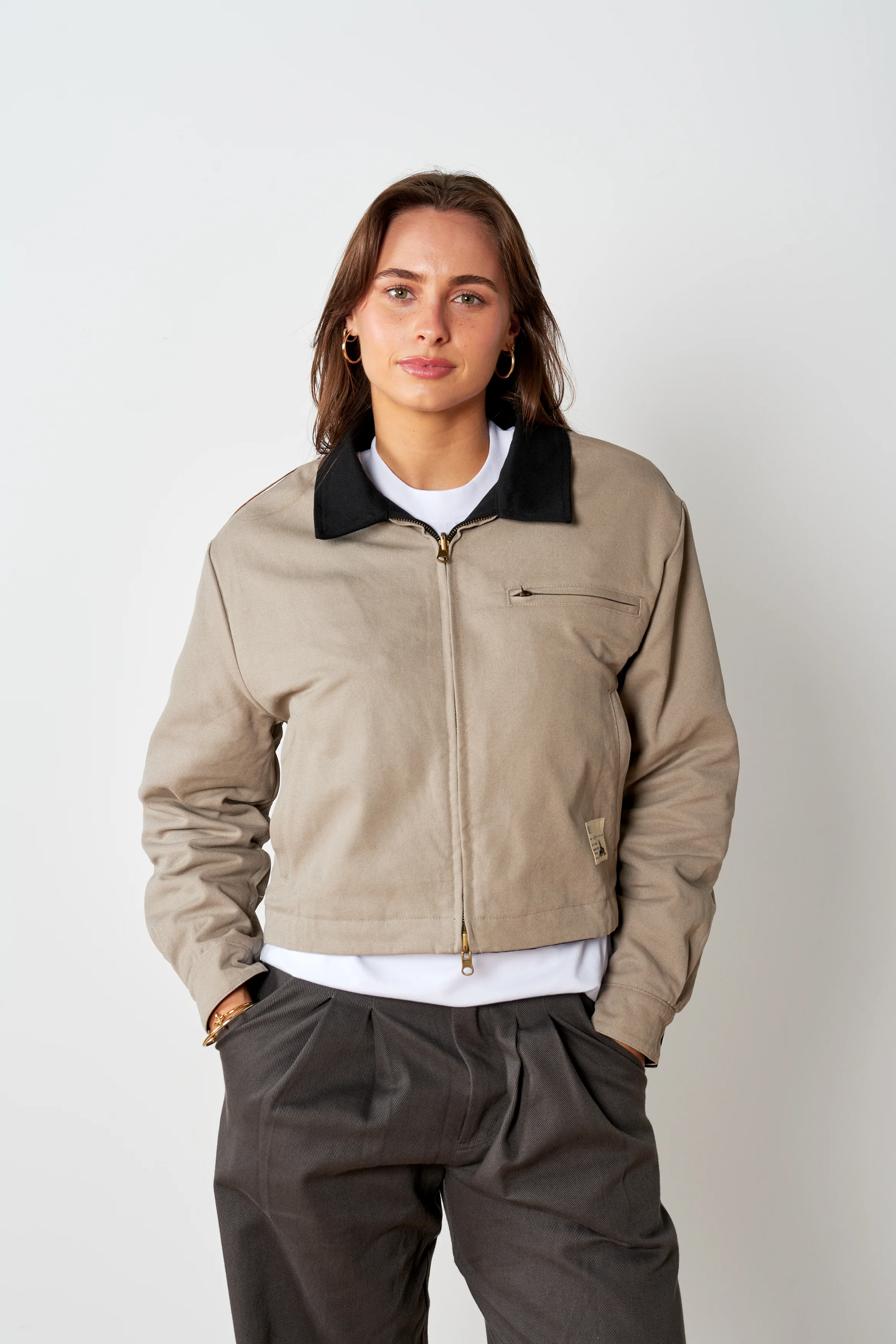 Cropped Reversible Kelpie Jacket - Black/Stone - Image 12