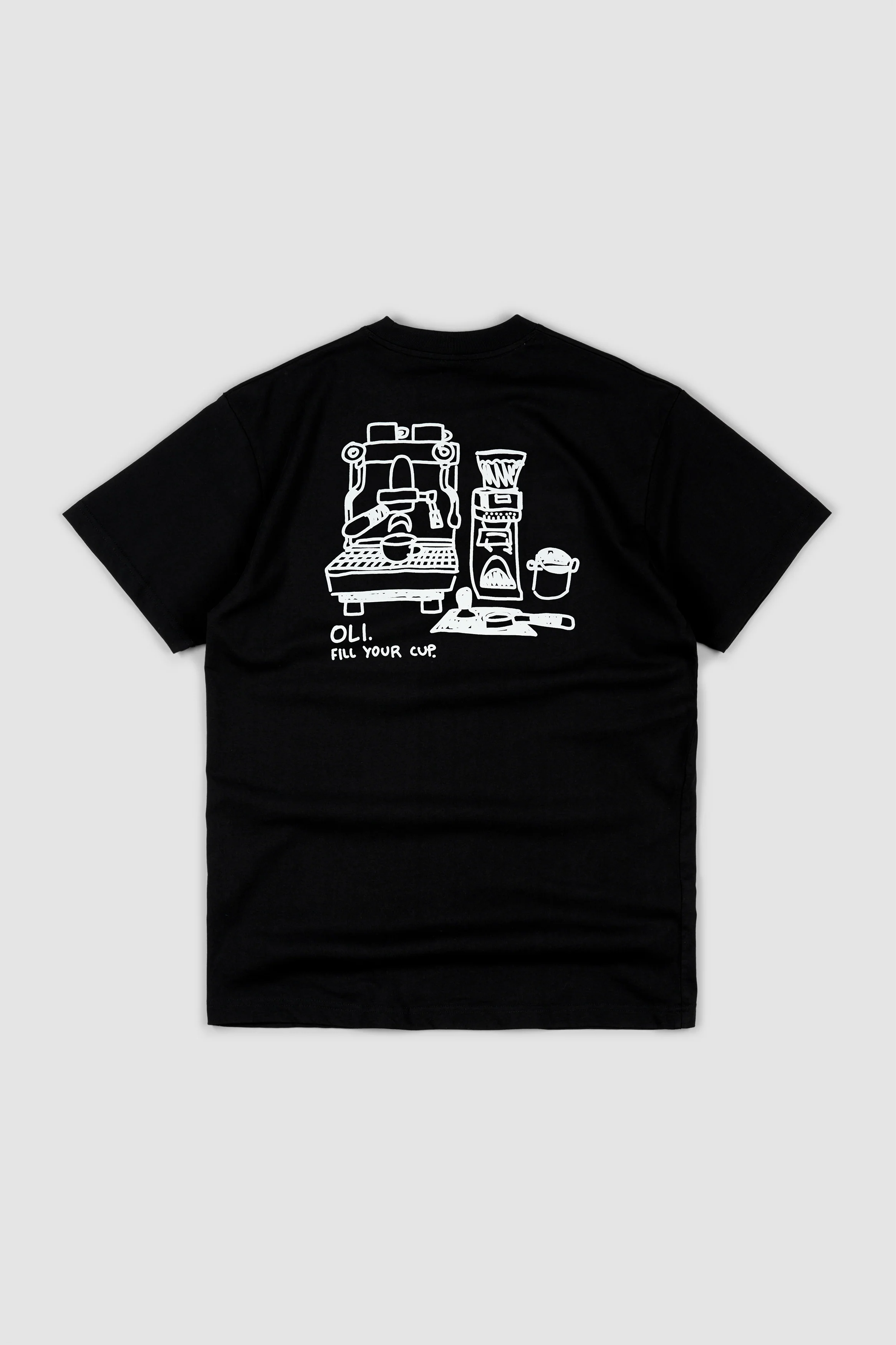 Fill Your Cup Back Print T - Black