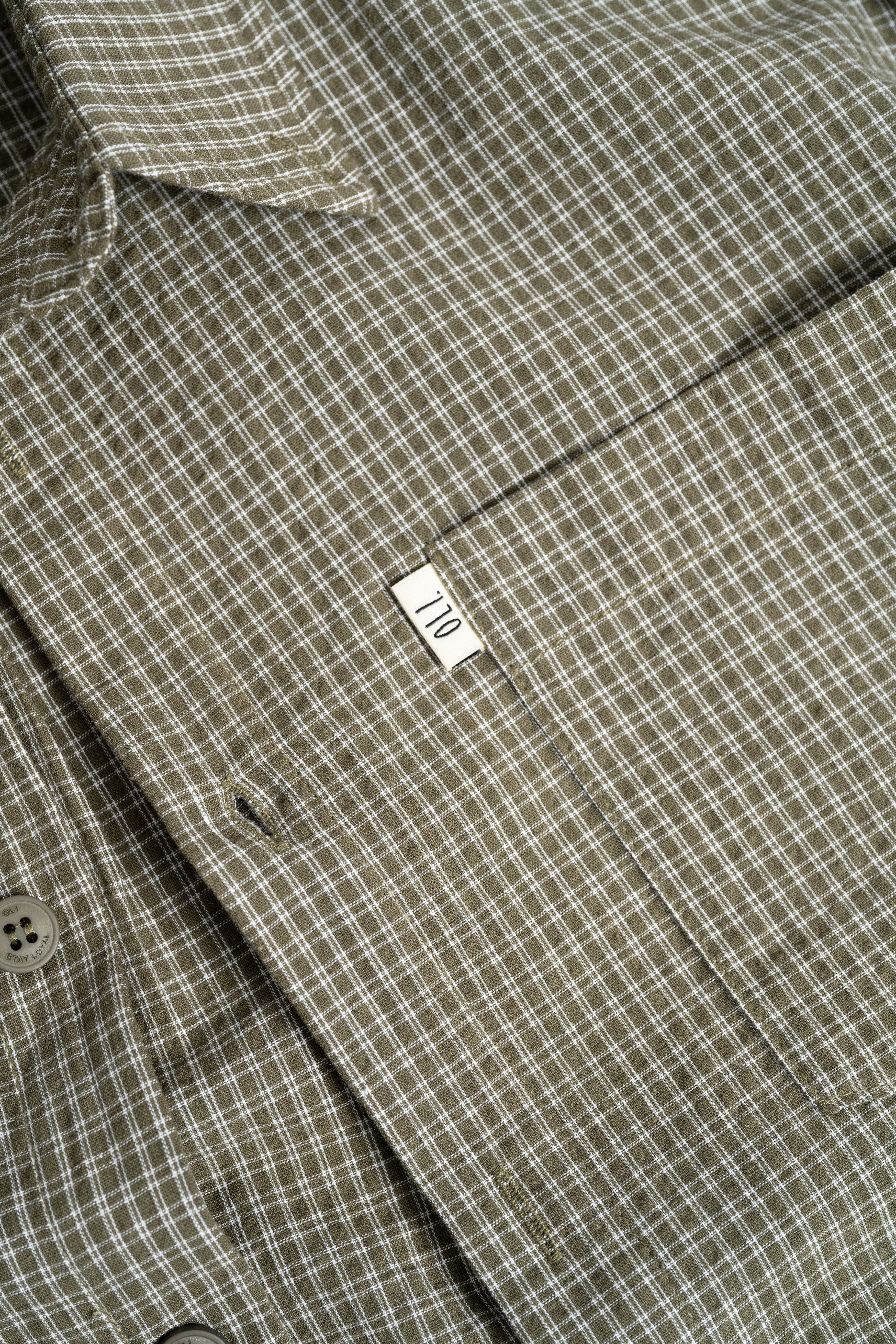 Grid Long Sleeve Button Up - Olive - Image 5