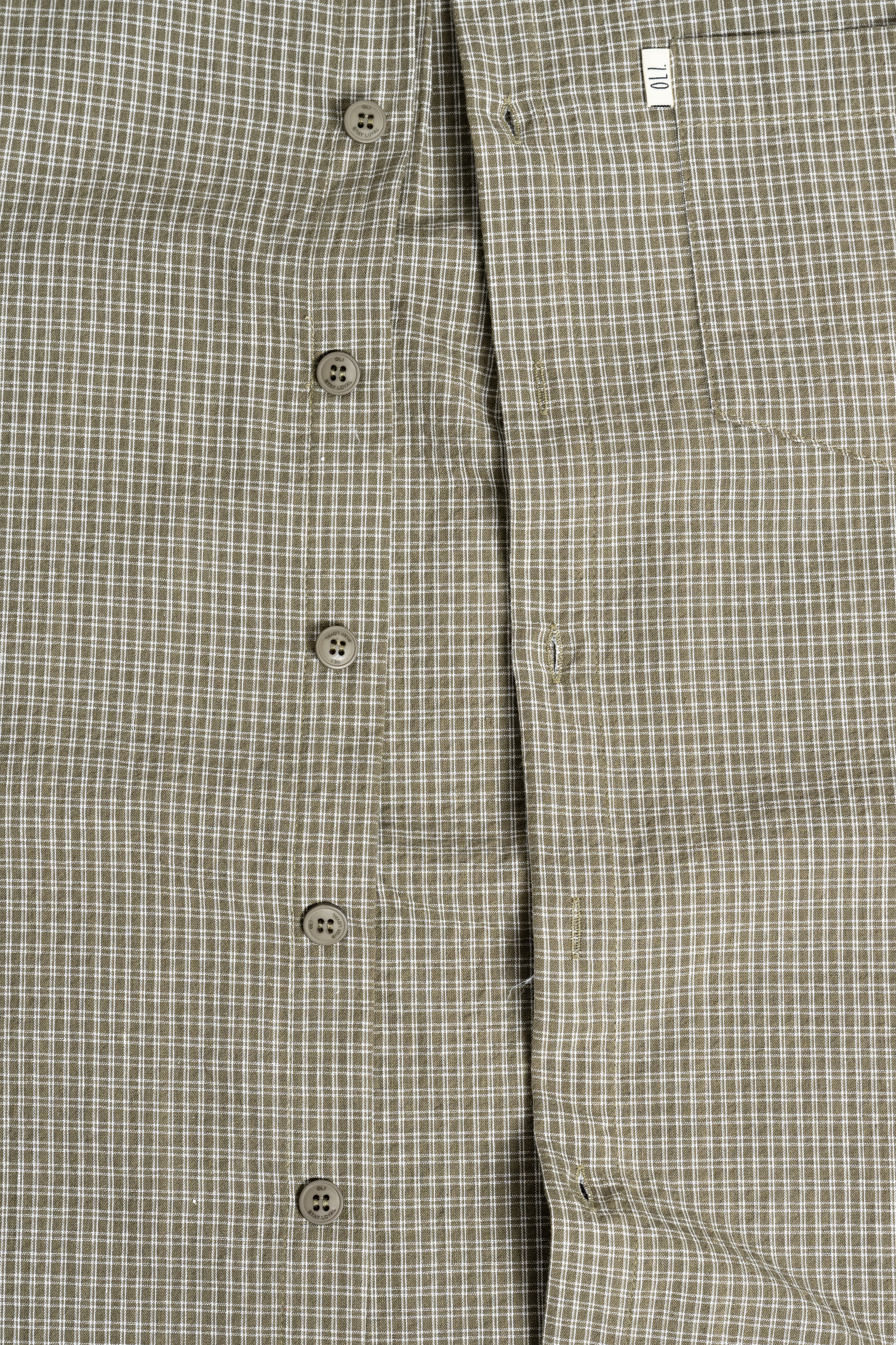 Grid Long Sleeve Button Up - Olive - Image 9