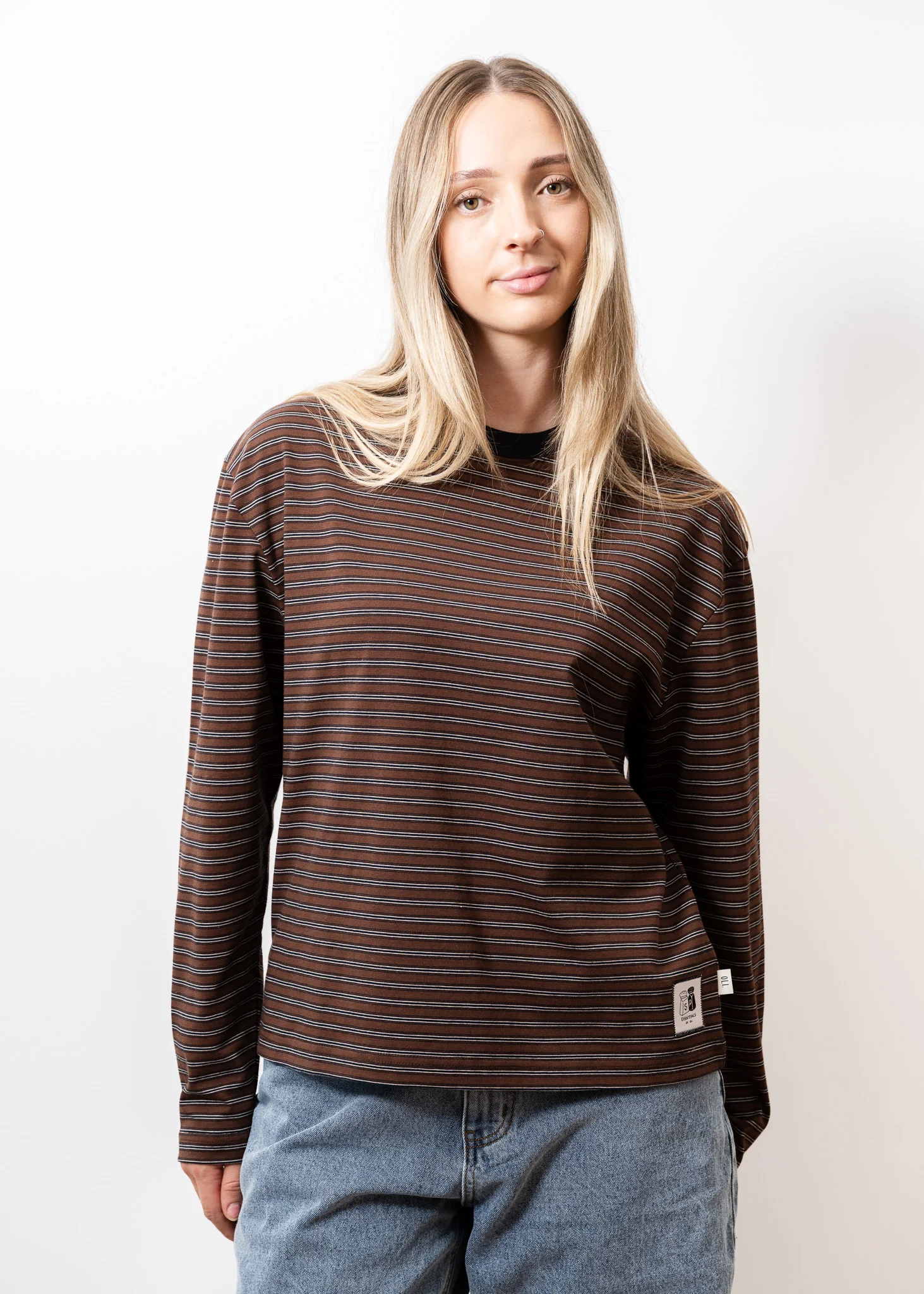 Jamie Stripe Long Sleeve T - Brown - Image 5