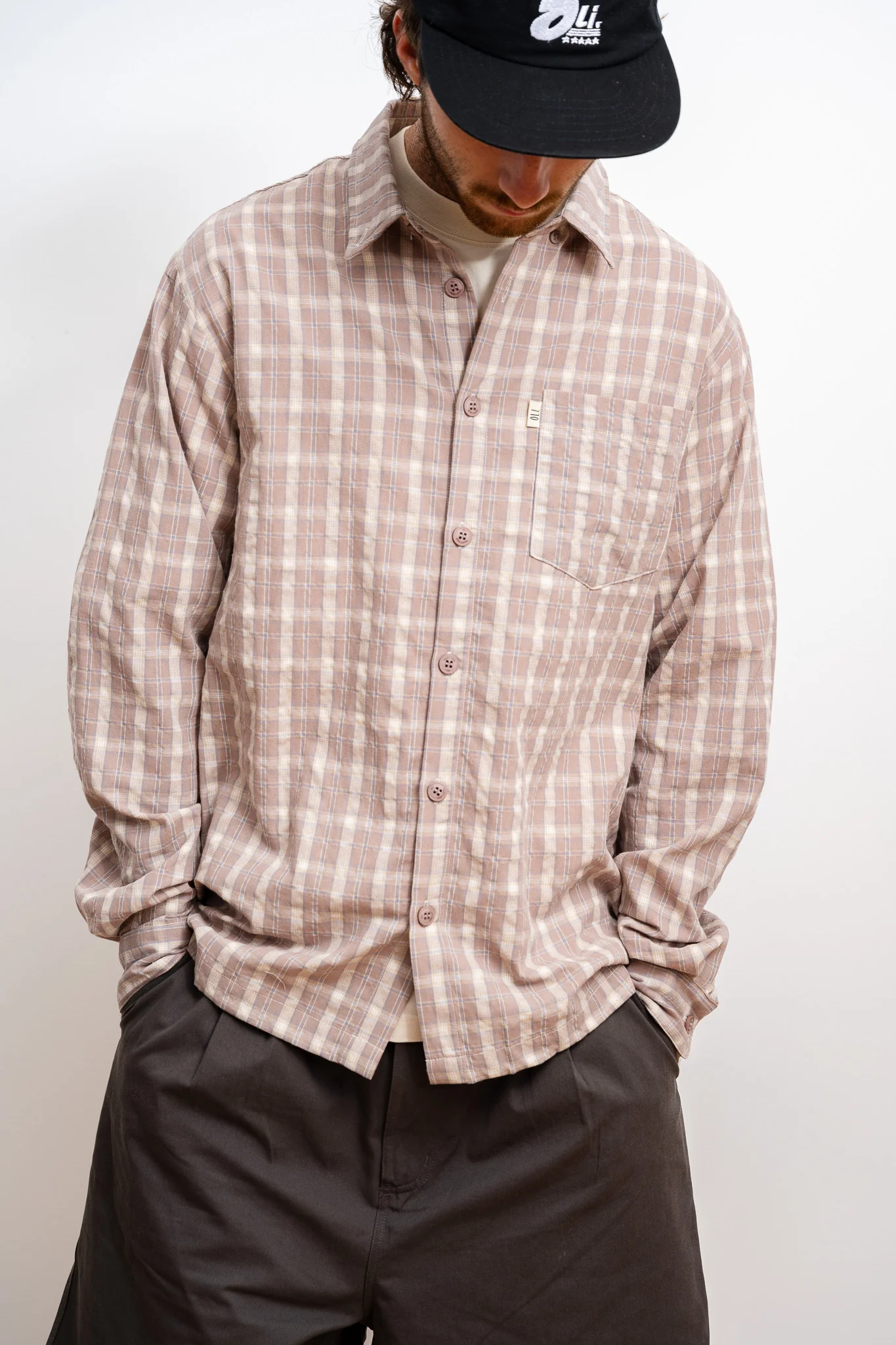Plaid Long Sleeve Button Up - Clay - Image 4