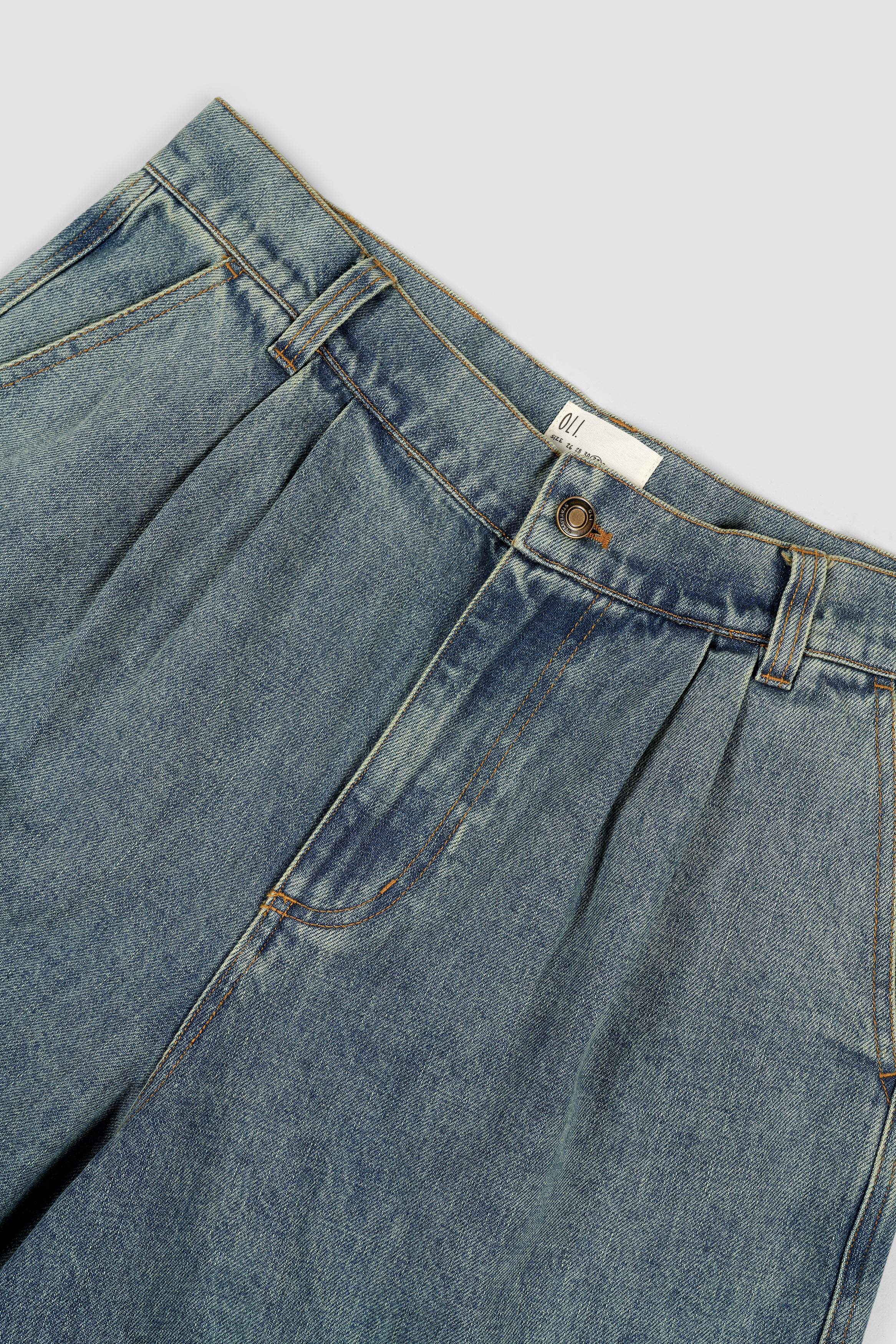 Pleated Denim Short - Coffee Wash - Image 7