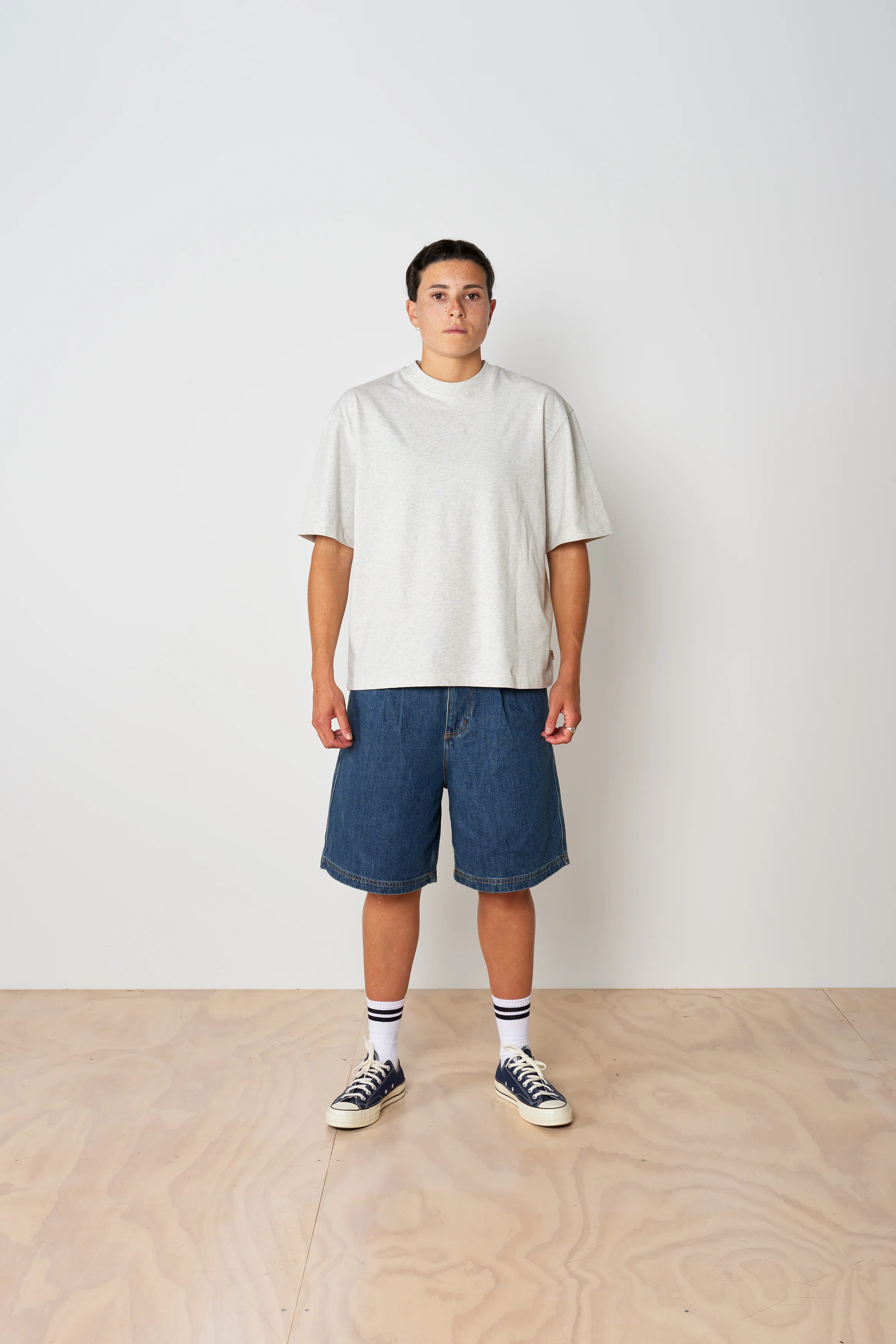 Pleated Denim Short - Indigo - Image 3