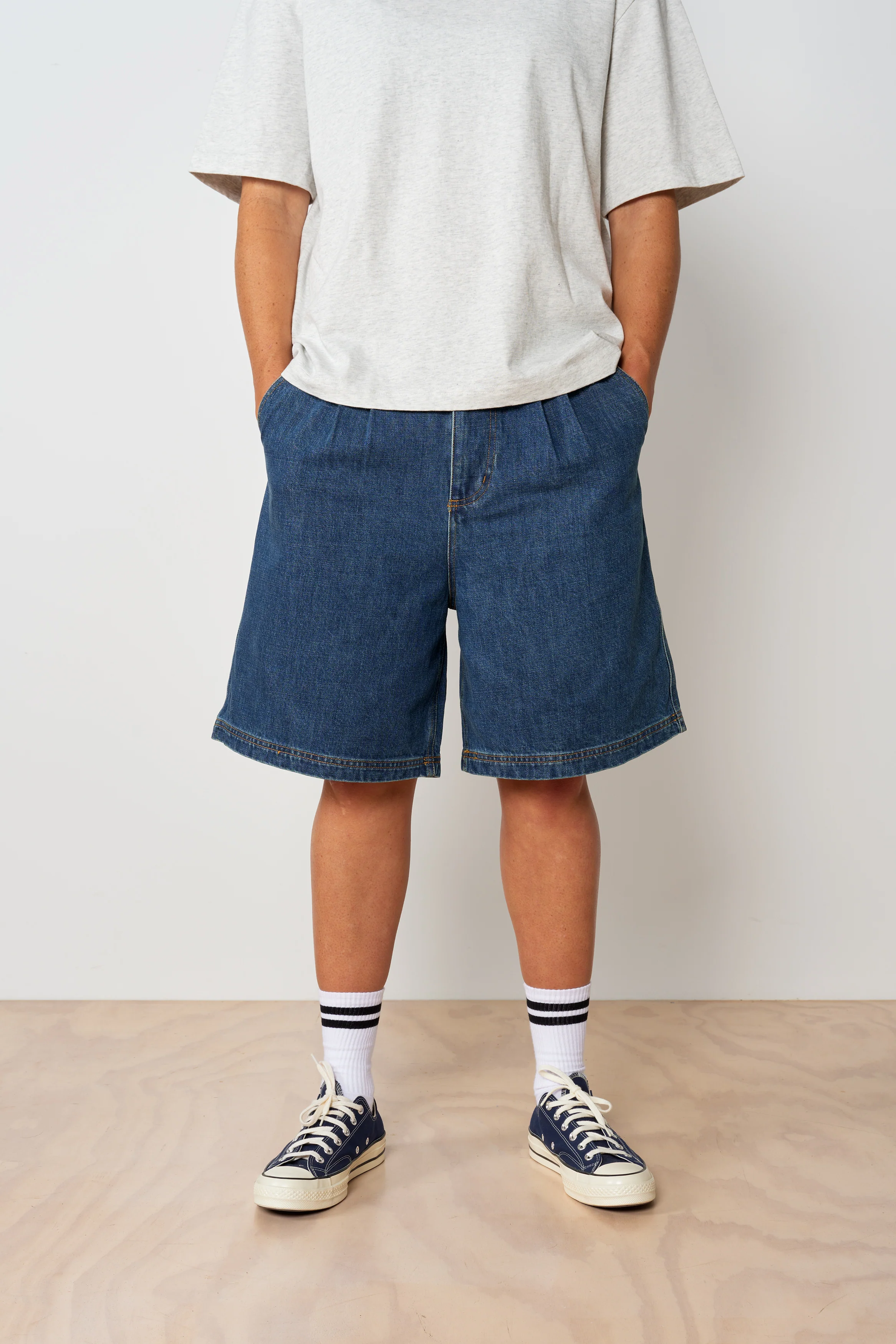 Pleated Denim Short - Indigo - Image 4