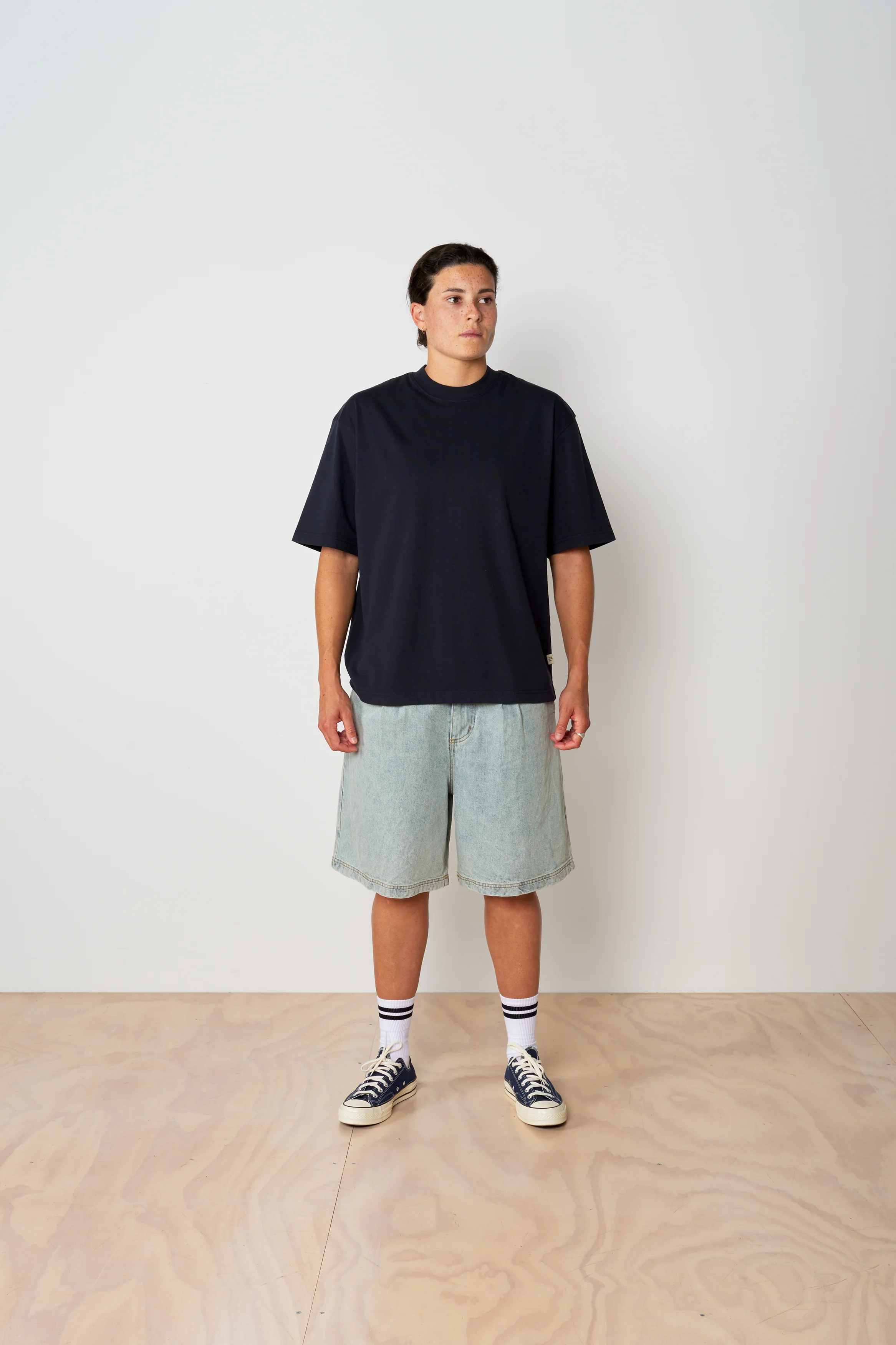 Pleated Denim Short - Washed Blue - Image 3