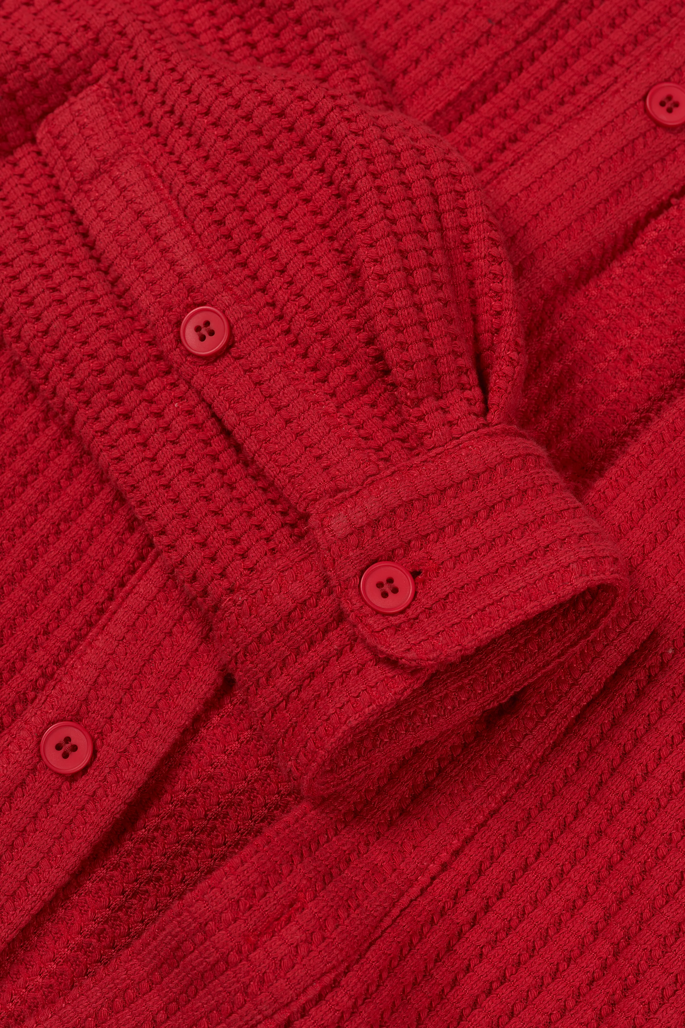 Waffle Button Up - Red - Image 9
