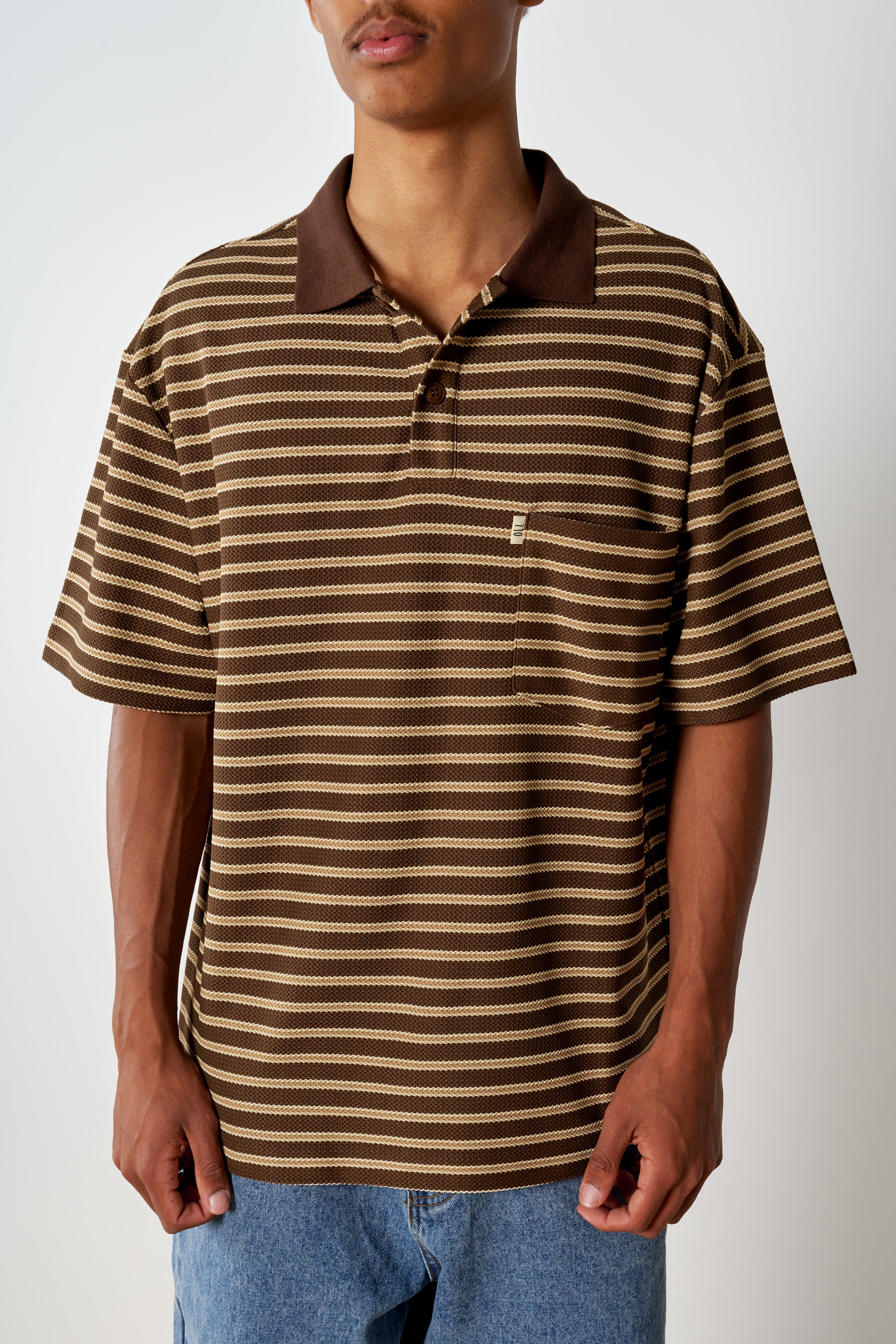 Woven Polo - Choc - Image 4
